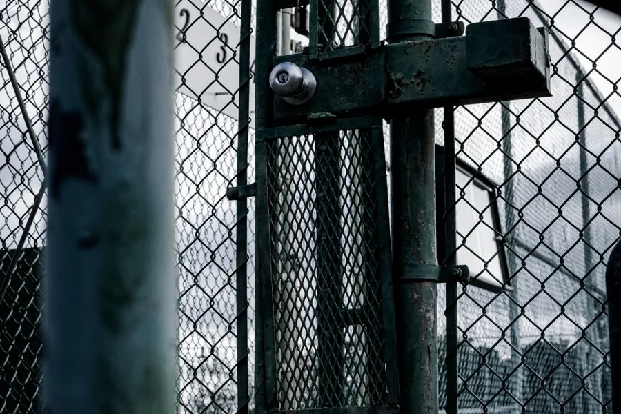 Chain-link fence and gate posts